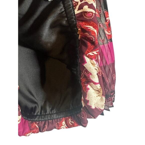 WHBM Bohemian V-Neck Floral Wide Sleeves Blouse Top Red Multi-Color Boho Women M - Picture 7 of 9